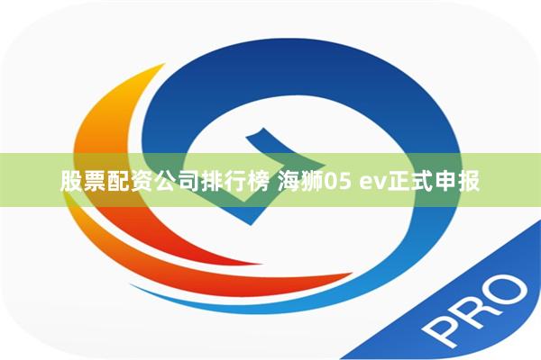 股票配资公司排行榜 海狮05 ev正式申报