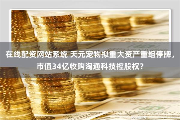 在线配资网站系统 天元宠物拟重大资产重组停牌，市值34亿收购淘通科技控股权？